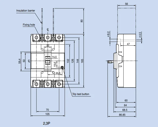 Kích thước Aptomat LS ABN202c 125A