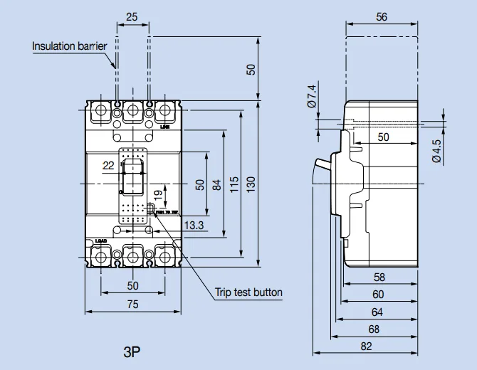 Kích thước Aptomat LS ABN53c 15A
