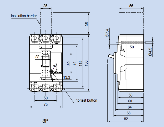 Kích thước Aptomat LS ABS53c 50A