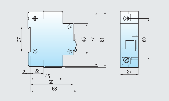 Kích thước Aptomat LS MCB BKH 1P 80A