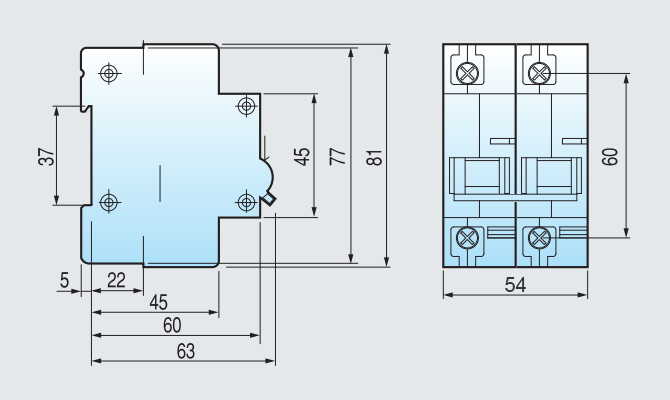 Kích thước Aptomat LS MCB BKH 2P 80A