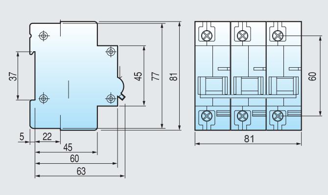 Kích thước Aptomat LS MCB BKH 3P 80A