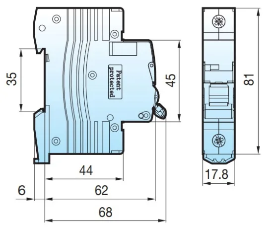Kích thước Aptomat LS MCB 1P 63A 6KA BKJ63N 1P 63A: (mm)