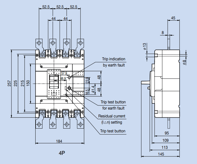 Kích thước Aptomat LS EBN404c 250A