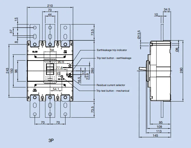 Kích thước Aptomat LS EBN803c 800A