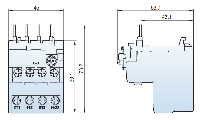 Kích thước Rơ le nhiệt LS MT-12 (9-13A)