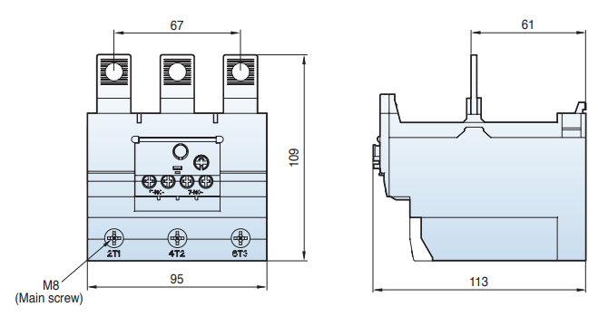 Kích thước Rơ le nhiệt LS MT-150 (80-105A)