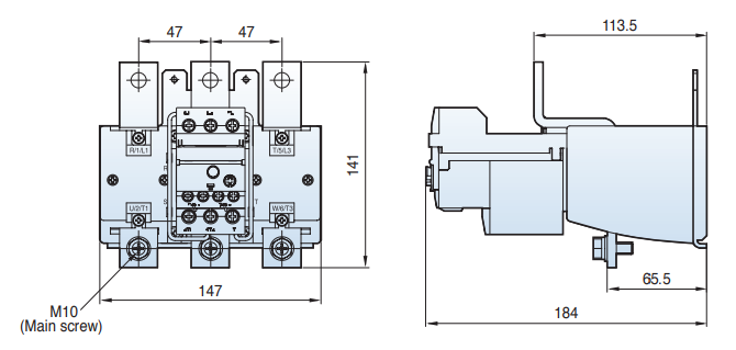 Kích thước Rơ le nhiệt LS MT-225 (85-125A)