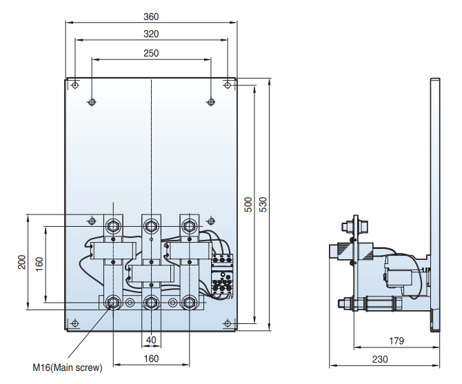 Kích thước Rơ le nhiệt LS MT-800 (400-630A)
