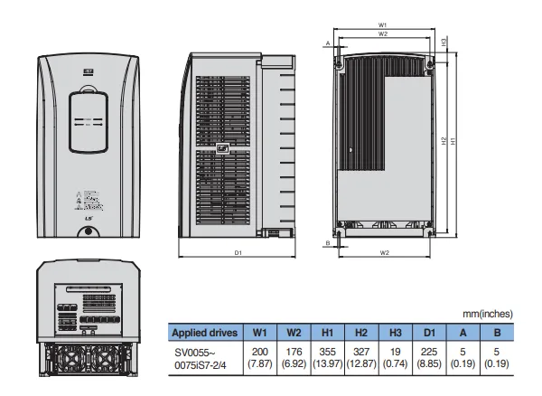 Kích thước biến tần LS SV0055IS7-4NOFD