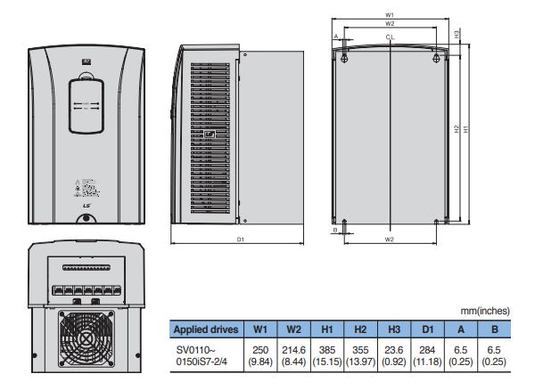Kích thước biến tần LS SV0110IS7-2NO